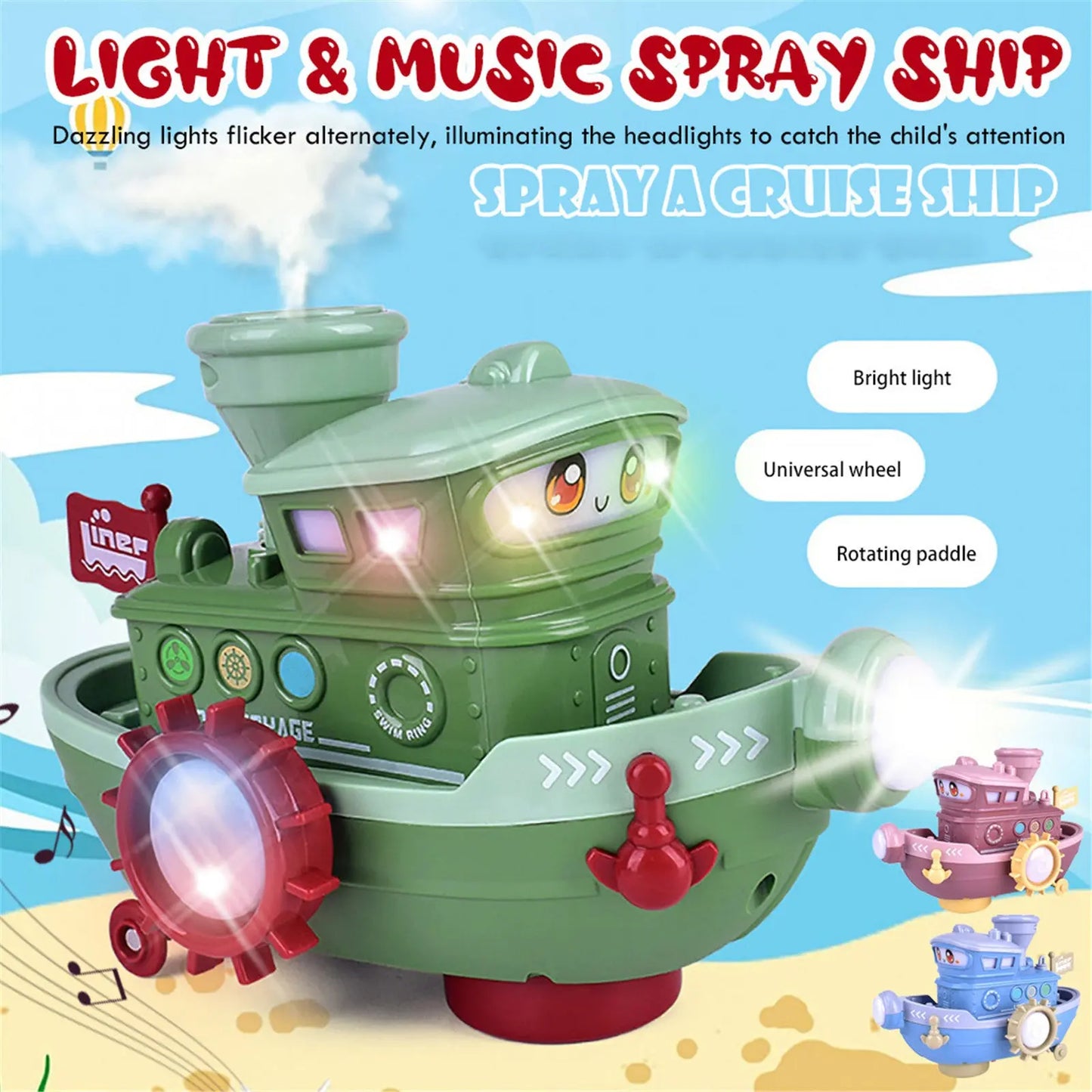 Electric Water Rotating Spray Ship Toys Cartoon Boat Funny Baby Bath Toys beldemo5-toys2
