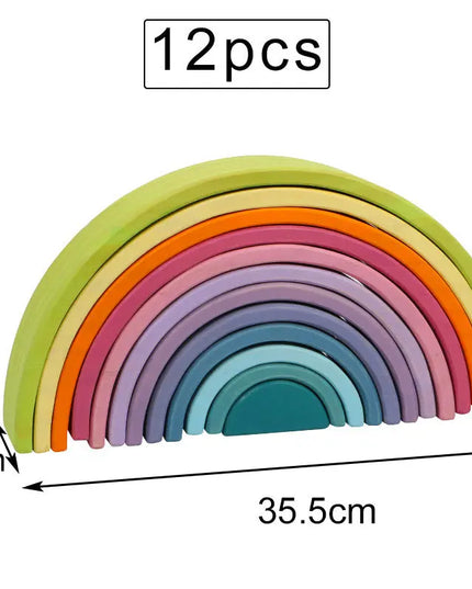 Children'S Wooden Large Rainbow Building Blocks For Babies 2-4 Years Old Kindergarten Rainbow Building Blocks Montessori Assembling Toys beldemo5-toys2
