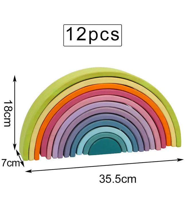Children'S Wooden Large Rainbow Building Blocks For Babies 2-4 Years Old Kindergarten Rainbow Building Blocks Montessori Assembling Toys beldemo5-toys2
