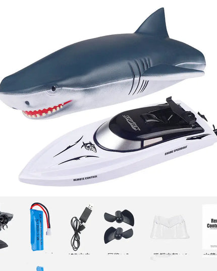 New Electric Shark RC Boat Vehicles Waterproof Swimming Pool Simulation Model Toys 2 In 1 High-speed Remote Control Boat beldemo5-toys2