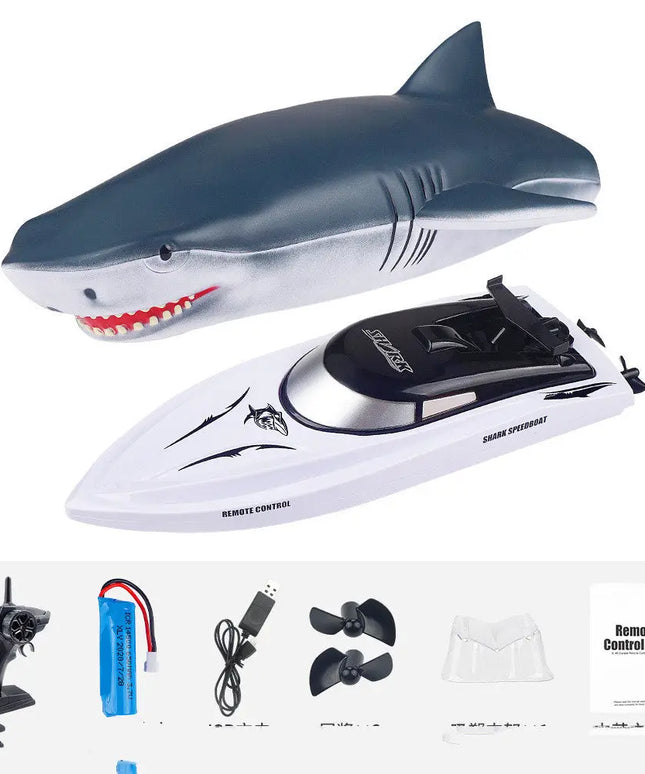 New Electric Shark RC Boat Vehicles Waterproof Swimming Pool Simulation Model Toys 2 In 1 High-speed Remote Control Boat beldemo5-toys2