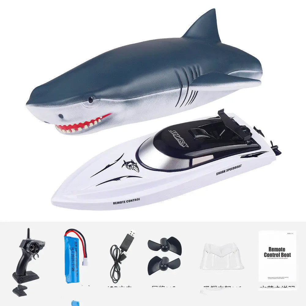 New Electric Shark RC Boat Vehicles Waterproof Swimming Pool Simulation Model Toys 2 In 1 High-speed Remote Control Boat beldemo5-toys2