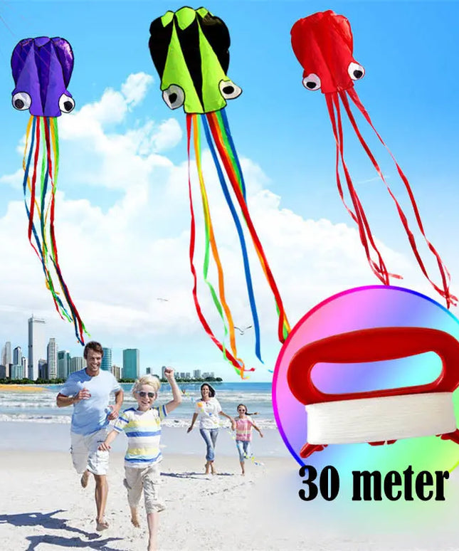 3D 4M Large Octopus Kite with Handle Line Children Outdoor Summer Game Professional Stunt Software Power Beach Kite Kids Toy beldemo5-toys2