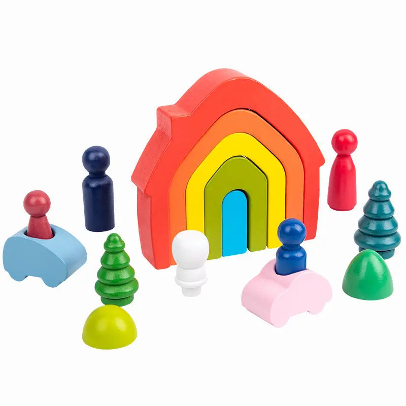 Wooden Assembled Rainbow House Villain Barrel beldemo5-toys2