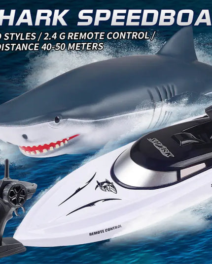 New Electric Shark RC Boat Vehicles Waterproof Swimming Pool Simulation Model Toys 2 In 1 High-speed Remote Control Boat beldemo5-toys2