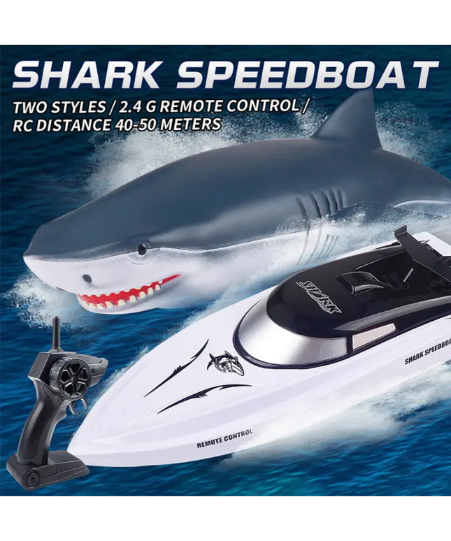 New Electric Shark RC Boat Vehicles Waterproof Swimming Pool Simulation Model Toys 2 In 1 High-speed Remote Control Boat beldemo5-toys2