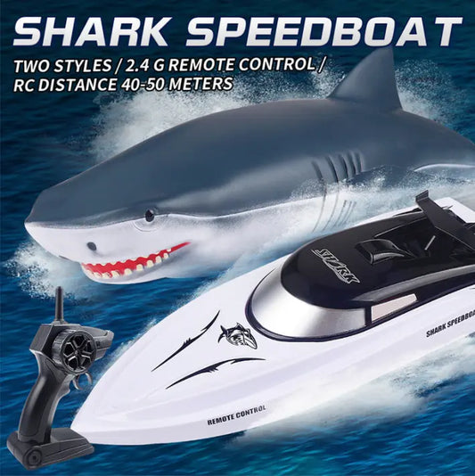 New Electric Shark RC Boat Vehicles Waterproof Swimming Pool Simulation Model Toys 2 In 1 High-speed Remote Control Boat beldemo5-toys2