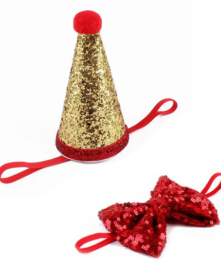 Pet Sequin Party Hat & Bow beldemo5-toys2