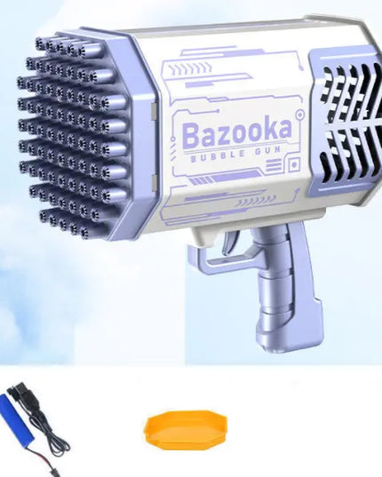 Bubble Gun Rocket 69 Holes Soap Bubbles Machine Gun Shape Automatic Blower With Light Toys For Kids Pomperos beldemo5-toys2