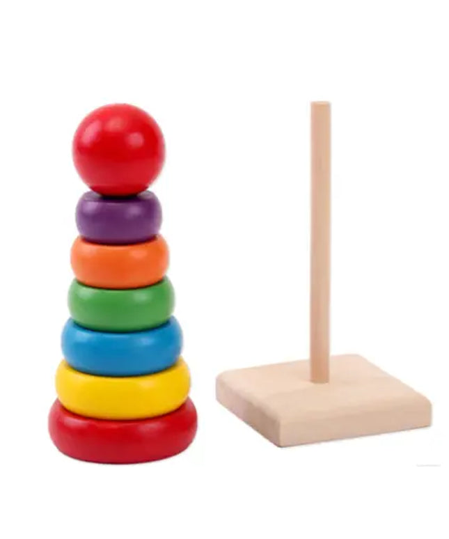Children's educational wooden toys Rainbow Tower Jenga Stacks high beldemo5-toys2