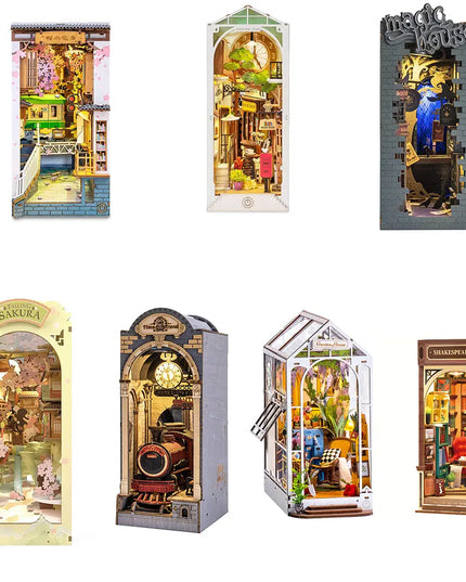 Robotime Rolife Book Nooks Series Stories In Books 4 Kinds DIY Wooden Miniature House Furniture Sakura Densya TGB01 Dropshipping beldemo5-toys2