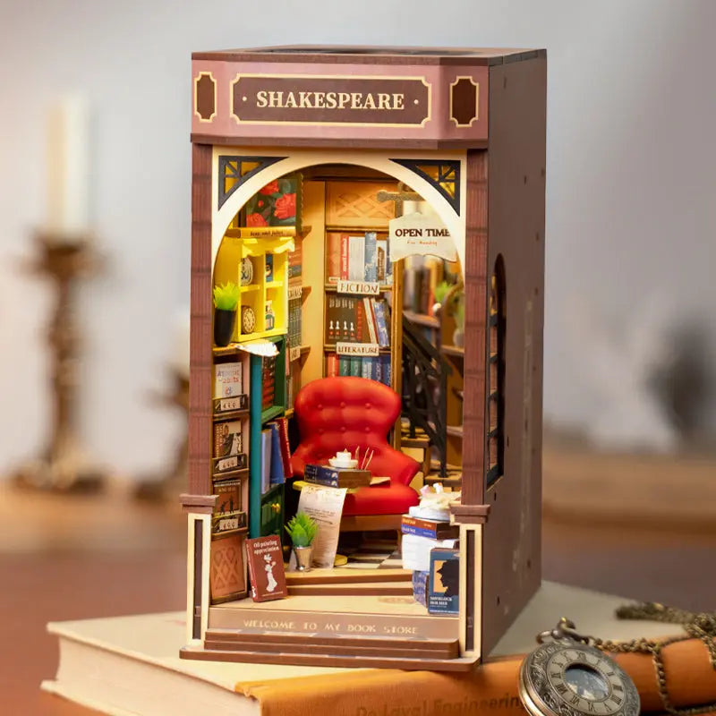 Rolife 3D DIY Wooden Book Nook Shiguang Bookstore With LED For Xmas Gifts beldemo5-toys2