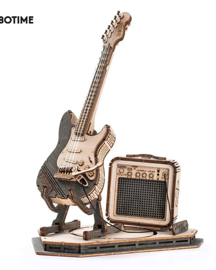 Robotime Rokr Electric Guitar Model Gift For Kids Assembly Creative Toys Building Block Set 3D Wooden Puzzle TG605K beldemo5-toys2