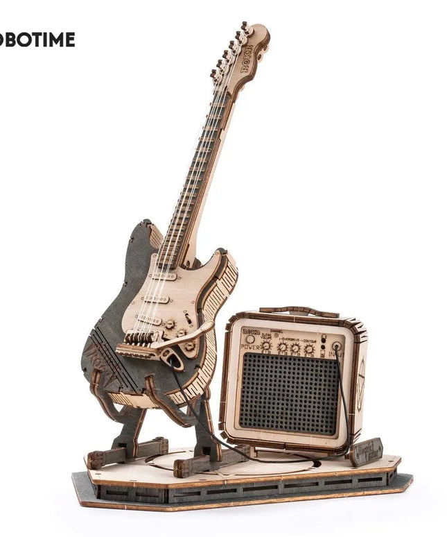 Robotime Rokr Electric Guitar Model Gift For Kids Assembly Creative Toys Building Block Set 3D Wooden Puzzle TG605K beldemo5-toys2