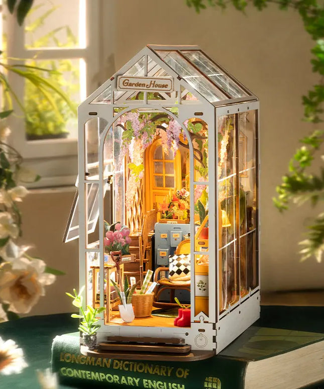 Robotime Rolife Garden House Book Nook Kit Book Shelf Insert Easy Assemble Toys Gifts For Kids Women Girls Home Decoration TGB06 beldemo5-toys2