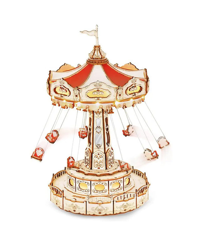 Robotime Rokr Swing Ride DIY Music Box Building Block Amusement Park Series For Kids Adults Easy Assembly 3D Wooden Puzzle EA02 beldemo5-toys2