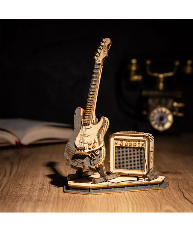 Robotime Rokr Electric Guitar Model Gift For Kids Assembly Creative Toys Building Block Set 3D Wooden Puzzle TG605K beldemo5-toys2