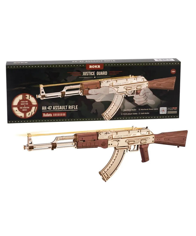 Rokr Automatic Rifle AK-47 Gift For Boys Wooden Puzzle Gun Double Firing Model beldemo5-toys2