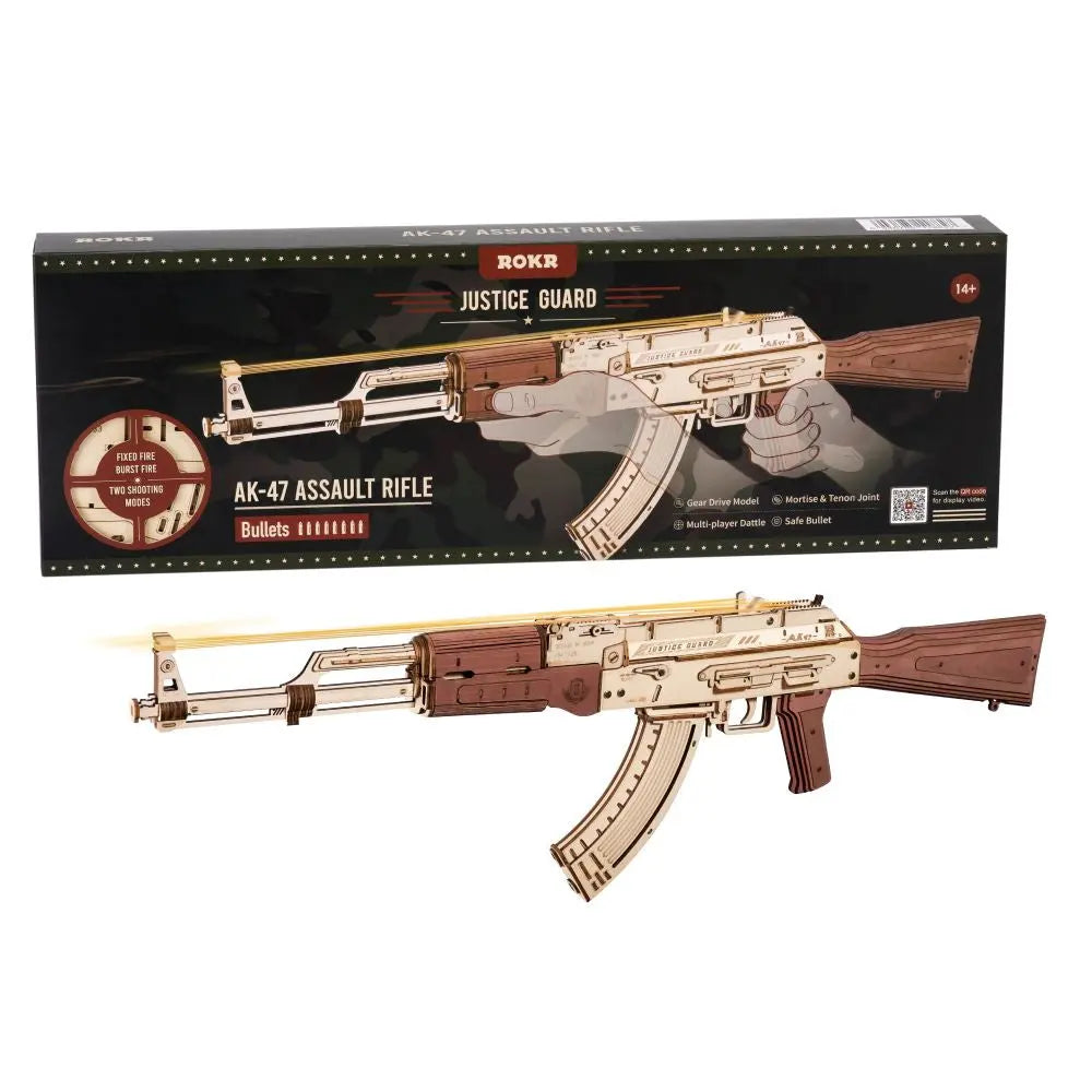Rokr Automatic Rifle AK-47 Gift For Boys Wooden Puzzle Gun Double Firing Model beldemo5-toys2