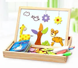 Wooden Magnetic Puzzle Toys Children 3D Puzzle Box Figure Animals Circus Writing Drawing Board Learning Education Toys For Kids beldemo5-toys2