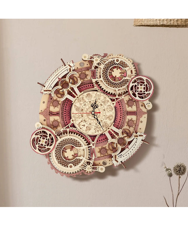 Robotime ROKR Time Art Zodiac Wall Clock 3D Wooden Puzzle Games Model Building Kits Toys For Children Kids beldemo5-toys2
