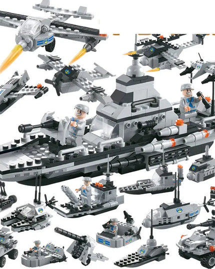 Military aircraft carrier police building blocks children assembled DIY toys beldemo5-toys2