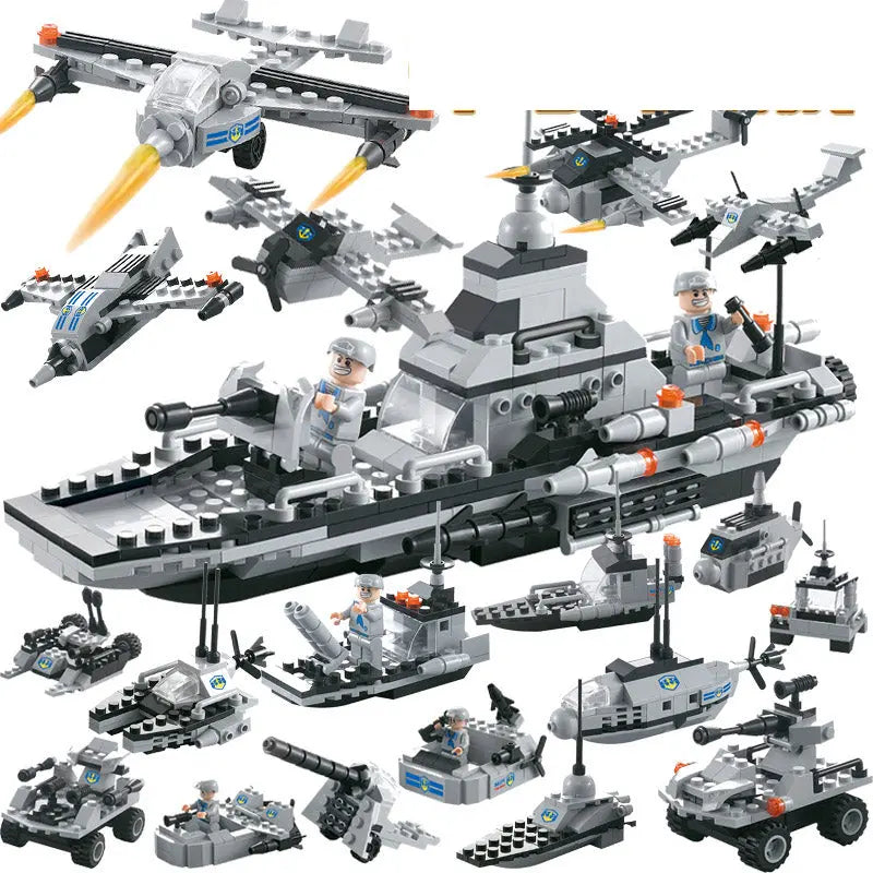 Military aircraft carrier police building blocks children assembled DIY toys beldemo5-toys2