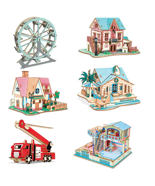 Wooden puzzle 3D three-dimensional puzzle DIY model beldemo5-toys2