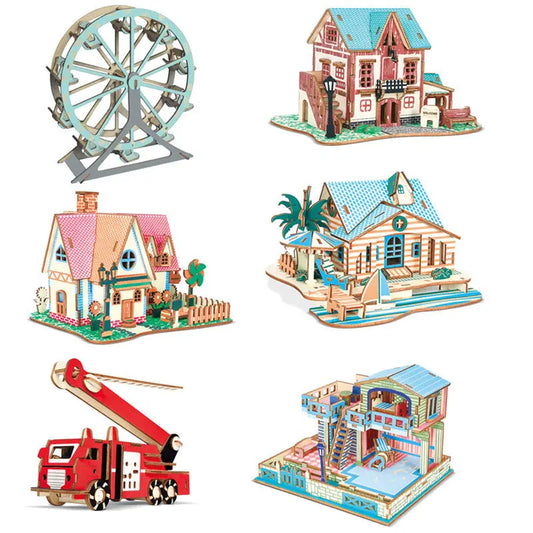 Wooden puzzle 3D three-dimensional puzzle DIY model beldemo5-toys2
