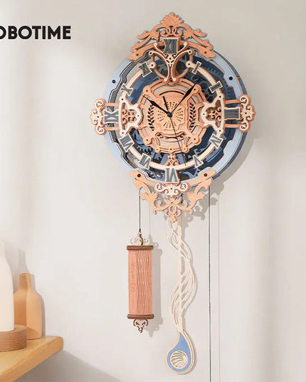 Robotime LC701 Time Art Romantic Notes Wall Clock EU Style Mechanical Design Building Model Set 3D Wooden Puzzle For Kids Adults beldemo5-toys2