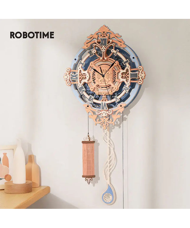 Robotime LC701 Time Art Romantic Notes Wall Clock EU Style Mechanical Design Building Model Set 3D Wooden Puzzle For Kids Adults beldemo5-toys2