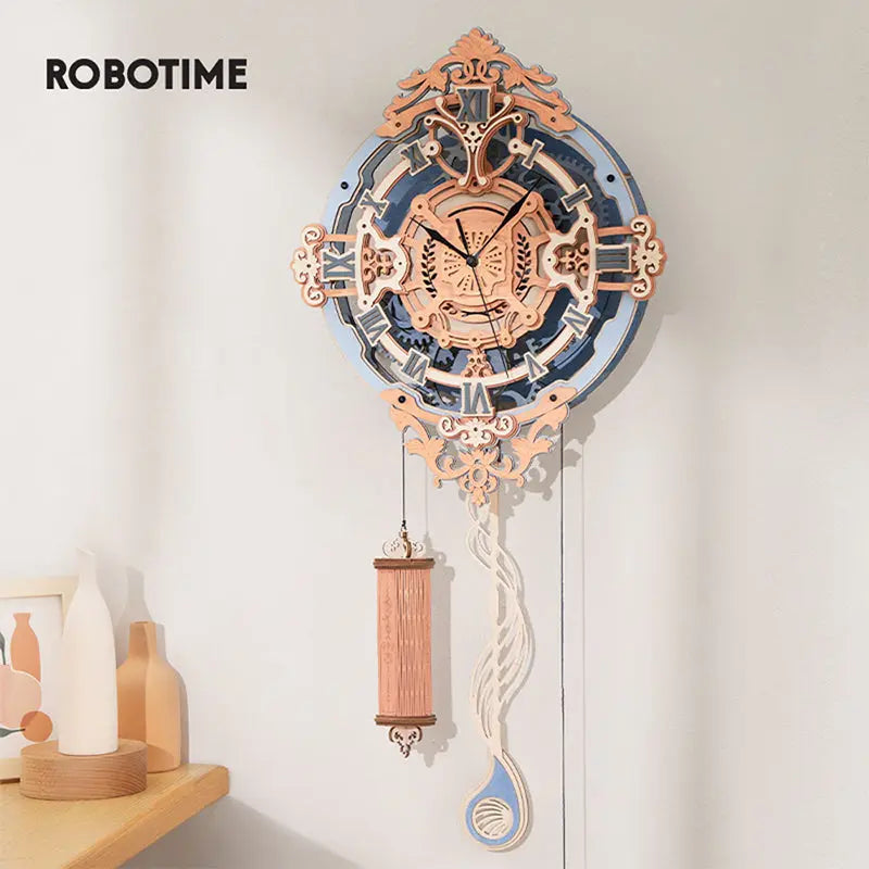 Robotime LC701 Time Art Romantic Notes Wall Clock EU Style Mechanical Design Building Model Set 3D Wooden Puzzle For Kids Adults beldemo5-toys2