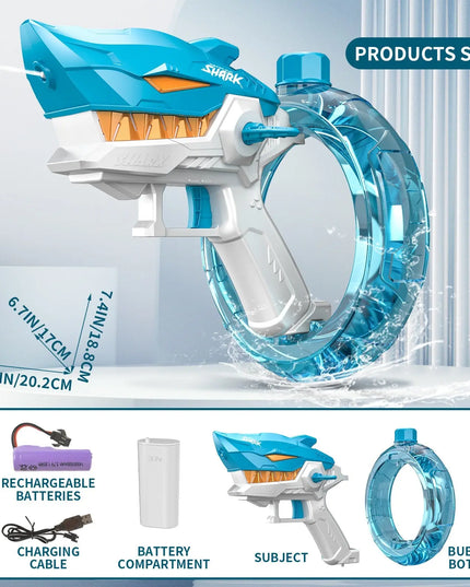 New Shark Electric Water Gun Toys Fully Automatic Continuous Fire Water Gun Large Capacity Beach Summer Children's Water Playing Toys beldemo5-toys2