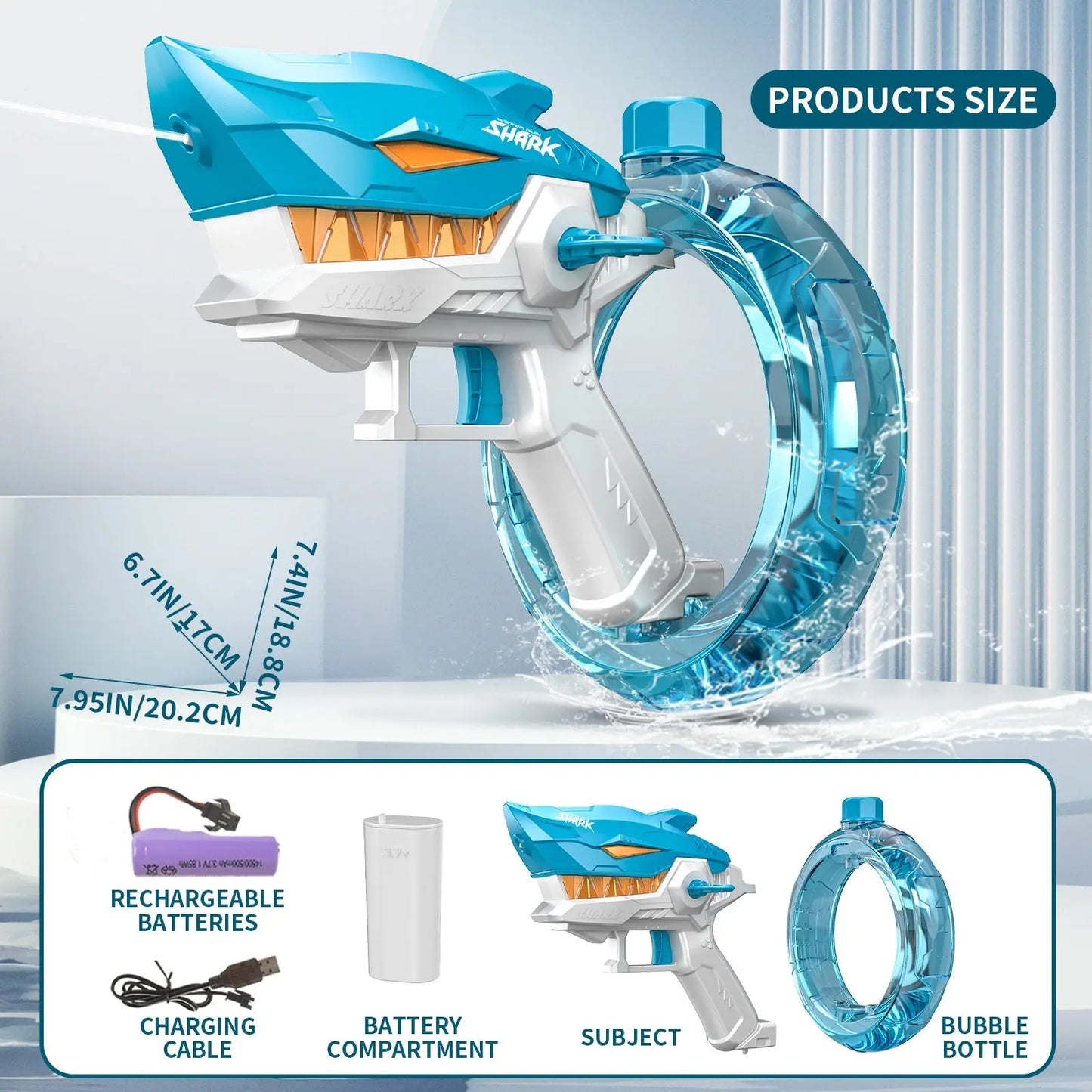 New Shark Electric Water Gun Toys Fully Automatic Continuous Fire Water Gun Large Capacity Beach Summer Children's Water Playing Toys beldemo5-toys2