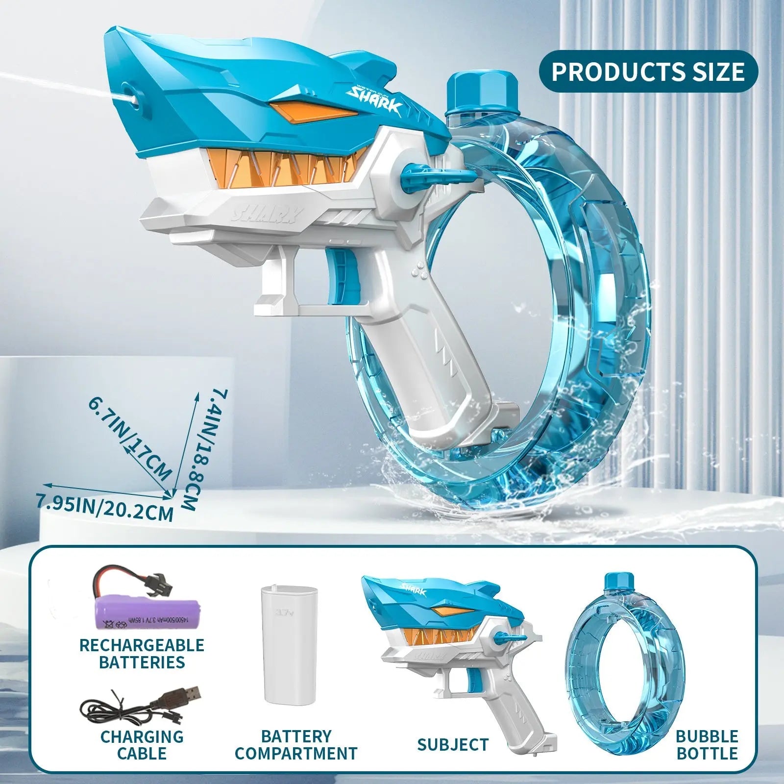 New Shark Electric Water Gun Toys Fully Automatic Continuous Fire Water Gun Large Capacity Beach Summer Children's Water Playing Toys beldemo5-toys2