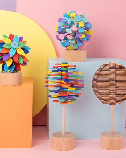 Solid Wooden Rotating Lollipop Fischer Series Creative Ornaments Decompression Toys Decompression Artifact Gyro beldemo5-toys2