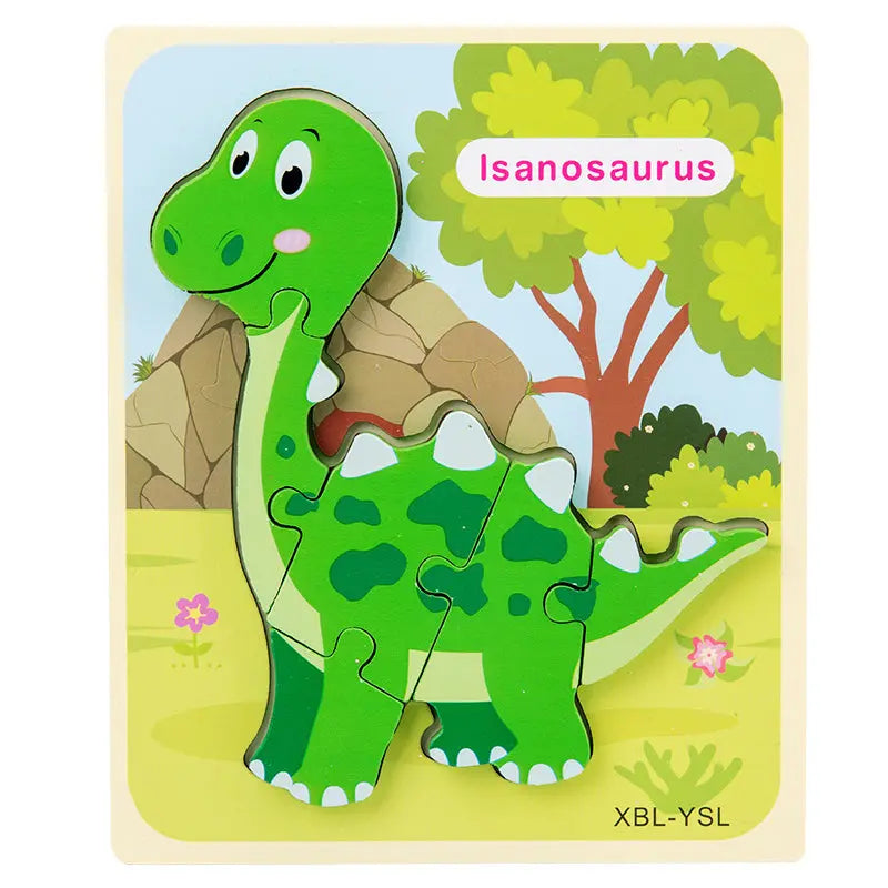 Baby Wooden Cartoon Dinosaur 3D Puzzle Jigsaw for Kids Montessori Early Learning Educational Puzzle Toys beldemo5-toys2