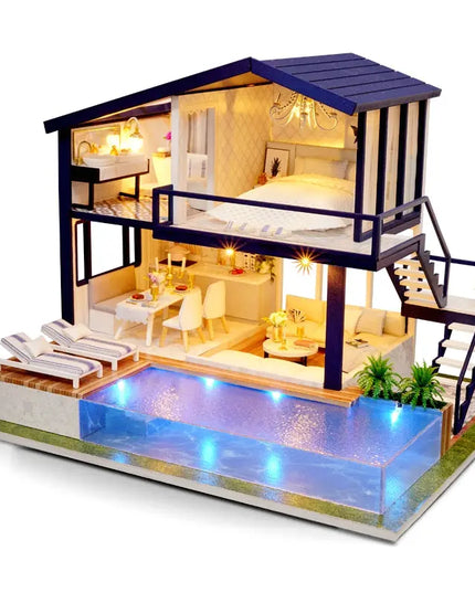 Doll House Wooden Furniture Diy House Miniature Box Puzzle Assemble 3D Miniaturas Dollhouse Kits Toys For Children Birthday Gift beldemo5-toys2