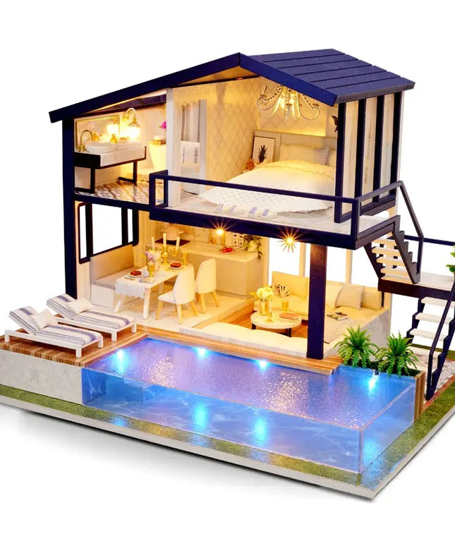 Doll House Wooden Furniture Diy House Miniature Box Puzzle Assemble 3D Miniaturas Dollhouse Kits Toys For Children Birthday Gift beldemo5-toys2