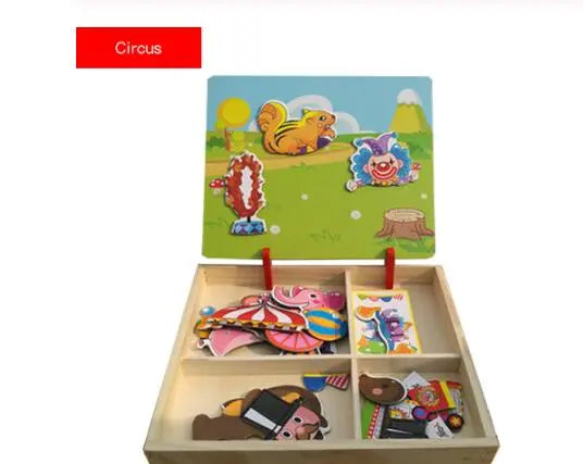 Montessori Magnetic Fun Puzzle Children's Wooden Puzzle Box Game Cartoon Educational Painting Toys For Children Gift Antistress beldemo5-toys2