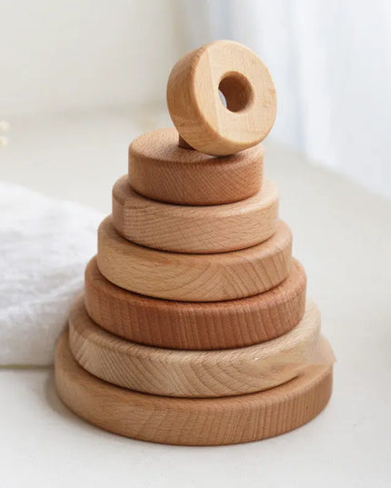 Children's Puzzle Wooden Folding Music Set Column, Rainbow Tower Ring, Large Early Childhood Education Toy Wood beldemo5-toys2