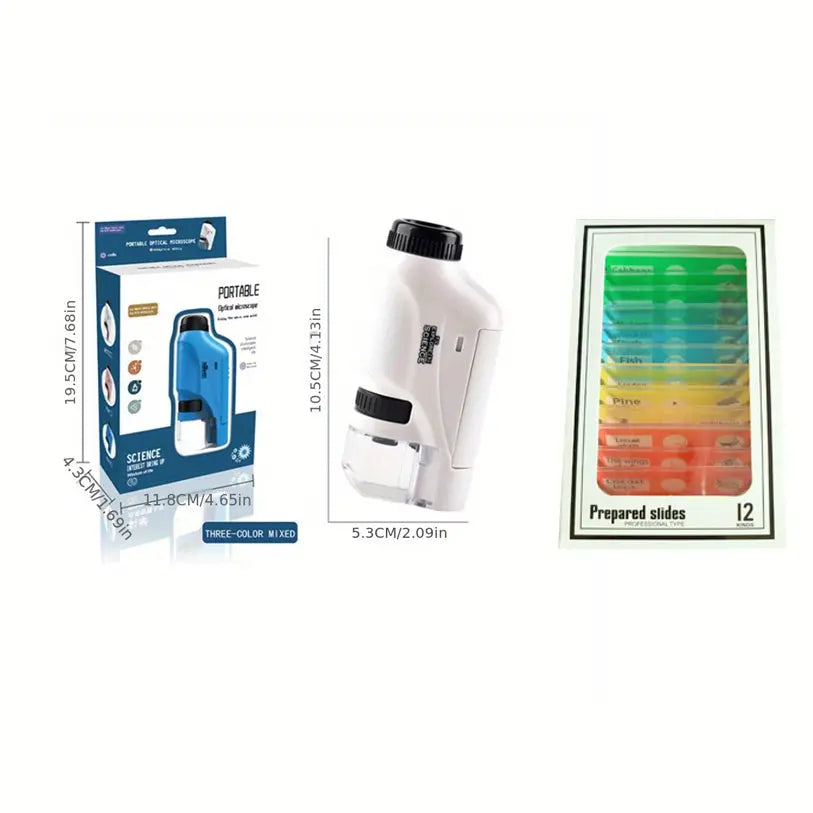 Pocket Microscope For Kids, Portable Handheld Mini Microscope Toy, Kids Microscope With LED Light 60X-120X, Halloween, Christmas And Thanksgiving Day Gift beldemo5-toys2