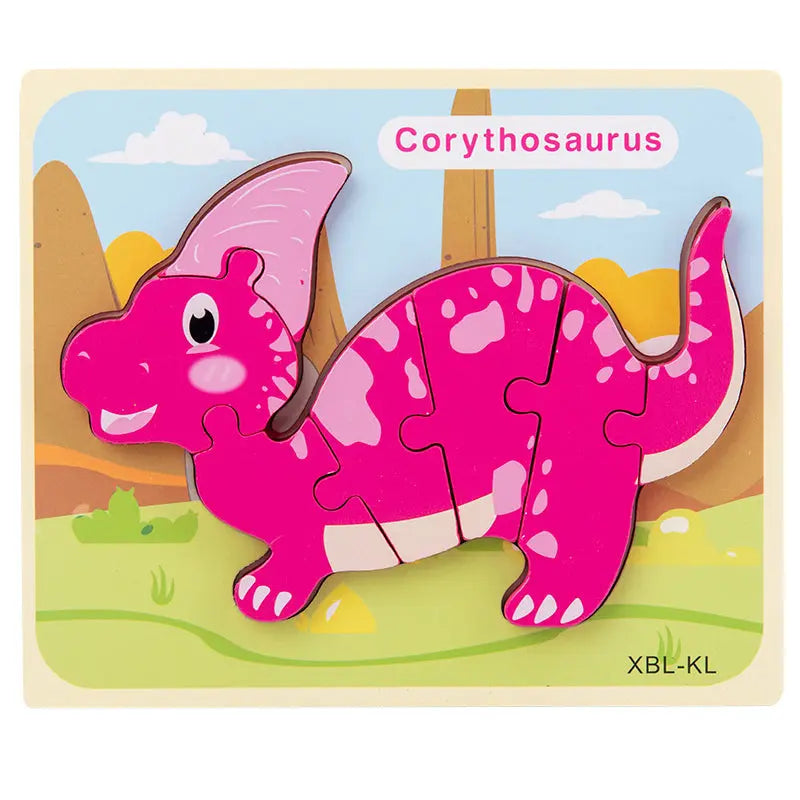 Baby Wooden Cartoon Dinosaur 3D Puzzle Jigsaw for Kids Montessori Early Learning Educational Puzzle Toys beldemo5-toys2