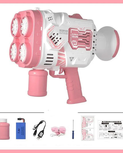 Bubble Gun Rocket Soap Bubble Machine Electric Space Launcher Continues To Produce Bubbles With LED Light beldemo5-toys2