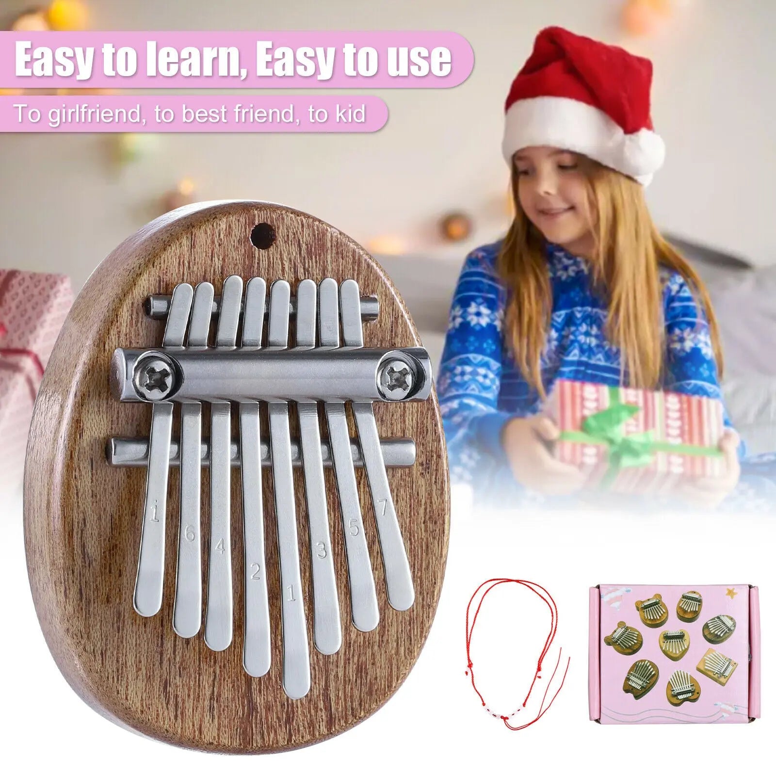 8 Keys Mini Kalimba Thumb Piano Finger Portable Wood Musical Toy Gift For Kids 8 Key Mini Kalimba Thumb Piano With Lanyard Finger Piano Portable Marimba Musical Pendant Gift beldemo5-toys2