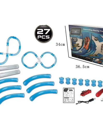 Speed pipes electric rail car remote control luminous pipe car children's educational stitching toys beldemo5-toys2