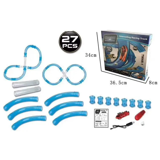 Speed pipes electric rail car remote control luminous pipe car children's educational stitching toys beldemo5-toys2