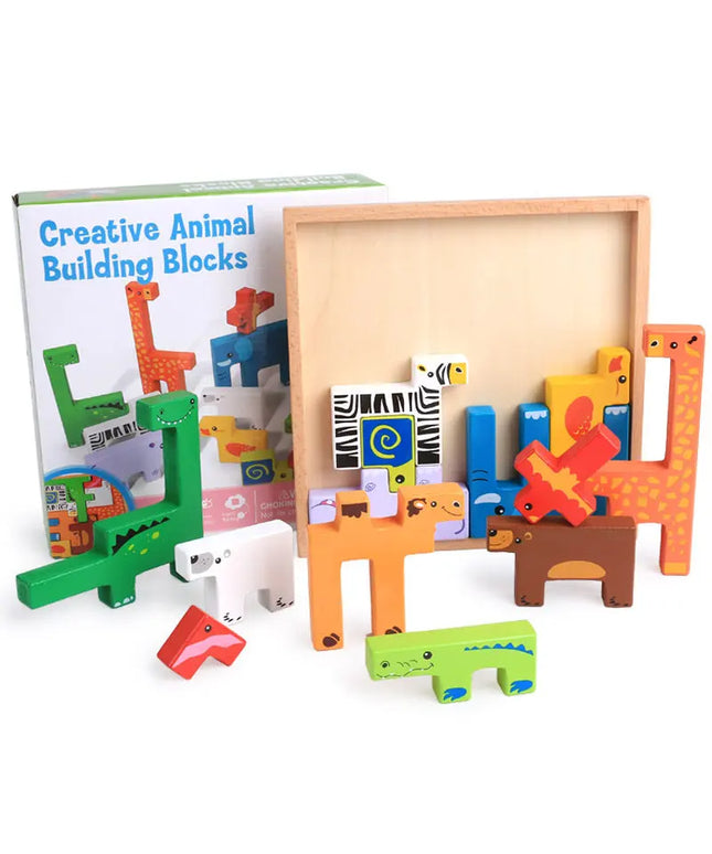 High Quality Baby Wooden Toys 3D Blocks Animal Building Blocks Stack Blocks Beech Wood Creative Children Birthday Christmas Gift beldemo5-toys2