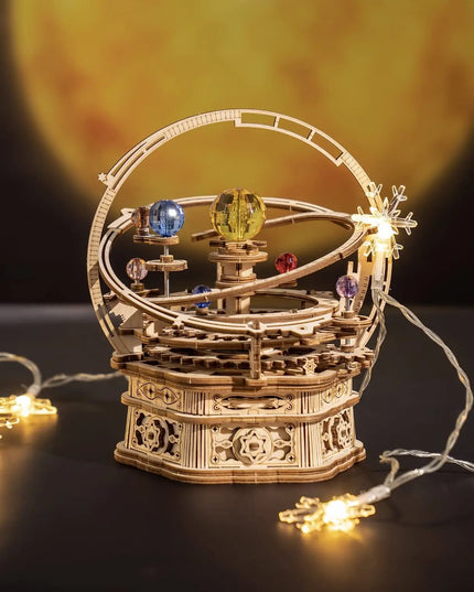 ROKR Rotating Starry Night Mechanical Music Box 3D Wooden Puzzle Assembly Model Building Kits Toys For Children Kids - AMK51 beldemo5-toys2