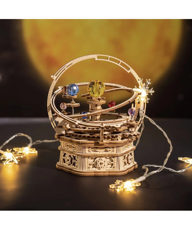 ROKR Rotating Starry Night Mechanical Music Box 3D Wooden Puzzle Assembly Model Building Kits Toys For Children Kids - AMK51 beldemo5-toys2